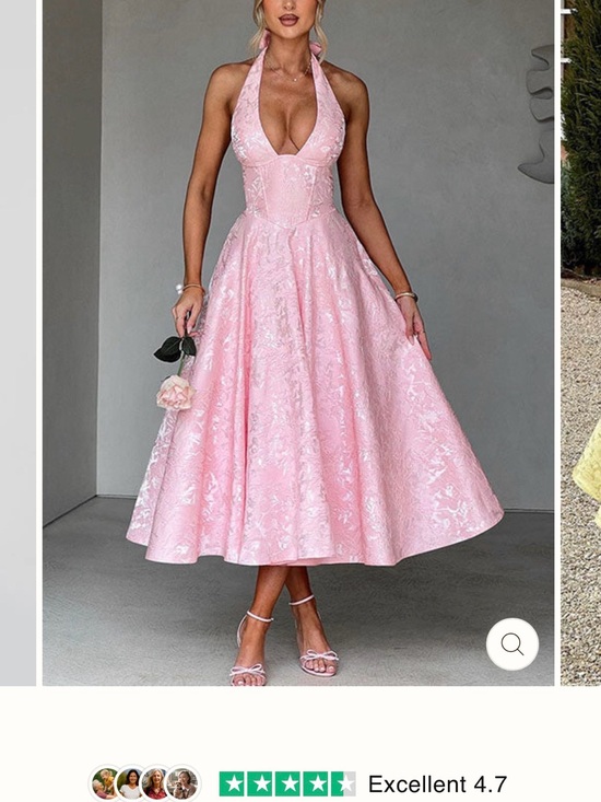 Dresses & Skirts - Pink Halter Floral Midi Dress - Elegant Women’s Party Dress NWOT
